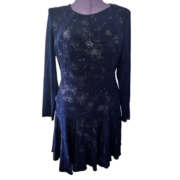 Rebecca Taylor Foil Silk Fit and Flare Dress 10 - Picture 4 of 9